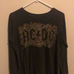 Long-Sleeved Medium Grey Lucky Brand AC/DC Tee